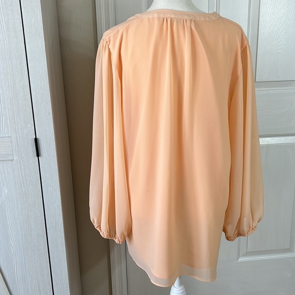 Calvin Klein Peach Button up Blouse with Ruffle Detail Sz XL - Picture 6 of 12